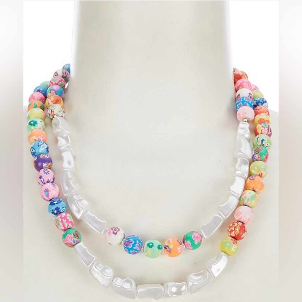 NWT Porcelain Pearl Multi-Strand Necklace